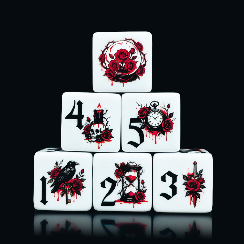 12Pcs Gothic Rose 16MM Printed - Board Game Live recension och pris
