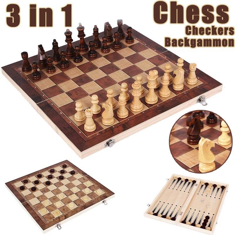 3 in 1 Chess Board, Folding Wo - Board Game Quacks recension och pris