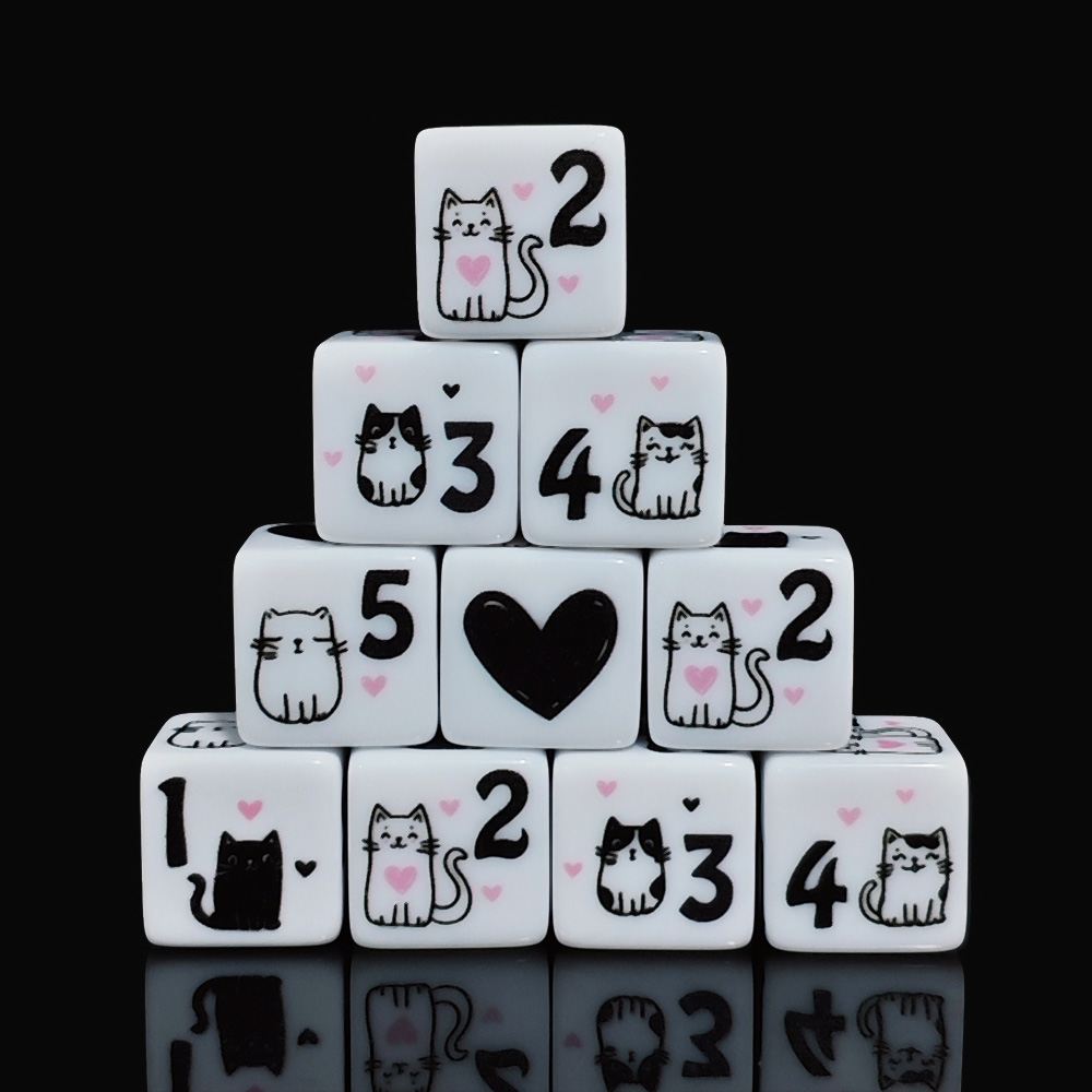 12Pcs/Set 16mm Cute Cat Dice,  - Board Game Illustration recension och pris