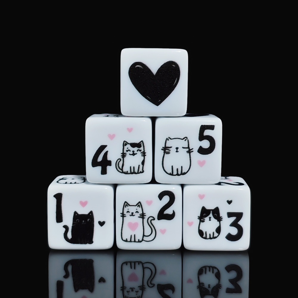 12Pcs/Set 16mm Cute Cat Dice,  - Board Game Illustration recension och pris
