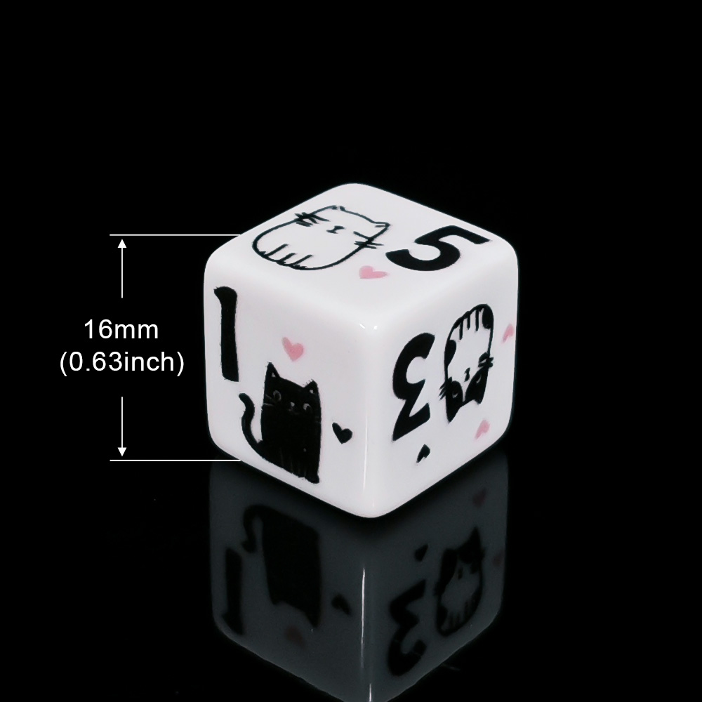 12Pcs/Set 16mm Cute Cat Dice,  - Board Game Illustration recension och pris