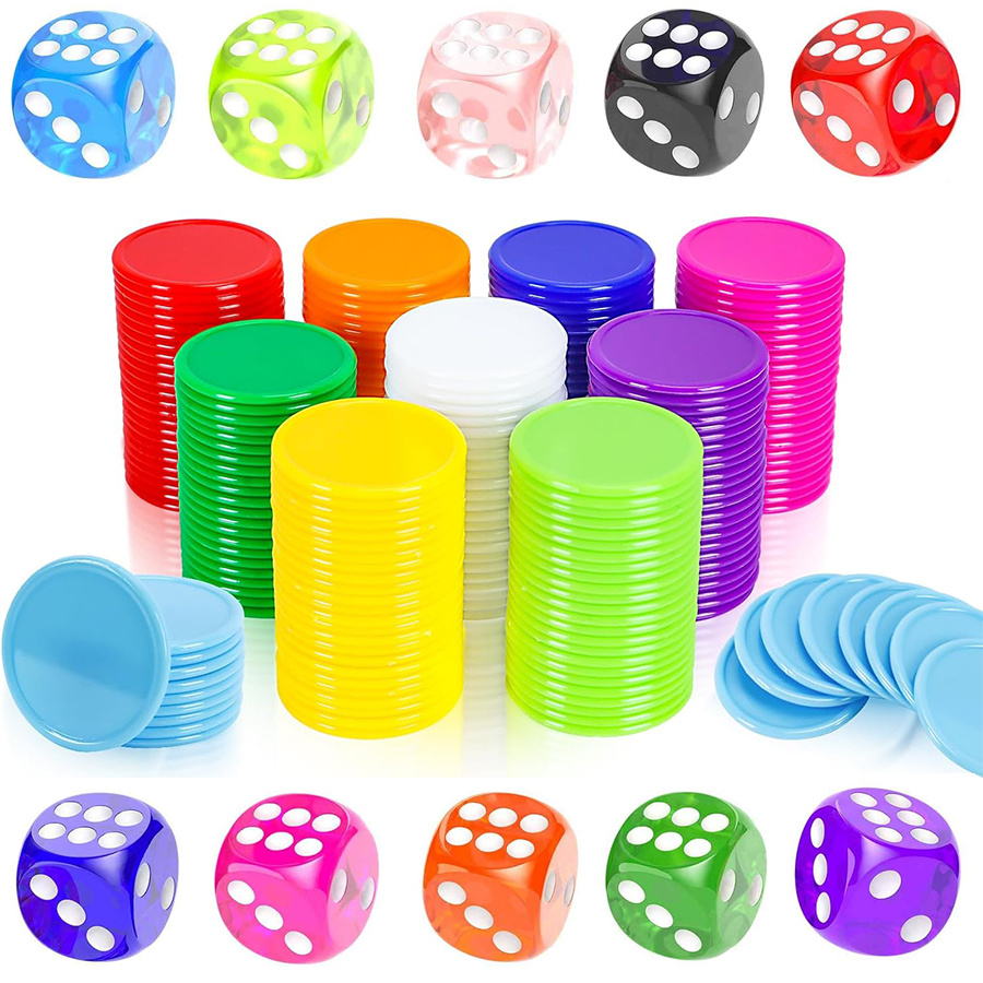 100 Chips & 10 Dices Set - 19m - Board Game Sequence recension och pris