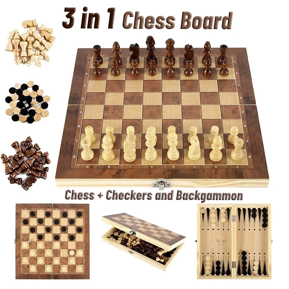 3 in 1 Wooden Checkers Backgam - Board Game Quacks recension och pris